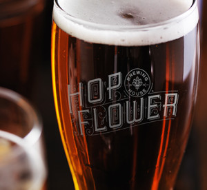 Hop Flower branded glass