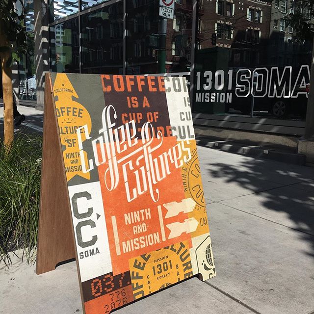 Custom A-frame for @coffeeculturessoma designed by #chendesign, built by @tinkeringmonkey