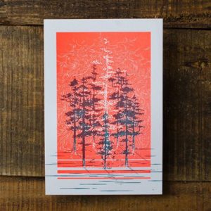 CDA Gratitude letterpress card: forest on glowy background