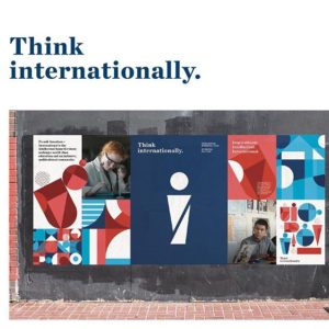 Think internationally. Tagline and street posters for French American International School and International High School