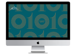 Mobile image of a desktop mock up showing 10th anniversary logo grid on the homepage